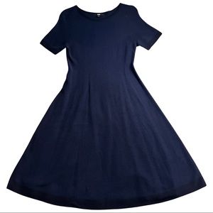 Uniqlo A Line Cotton Blend Navy Blue Dress - M